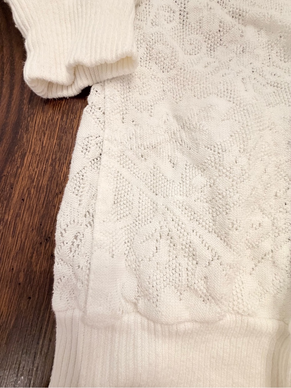 White Sheer Floral Lace Knit Button-Front Cardigan Size Medium - Picture 4 of 10